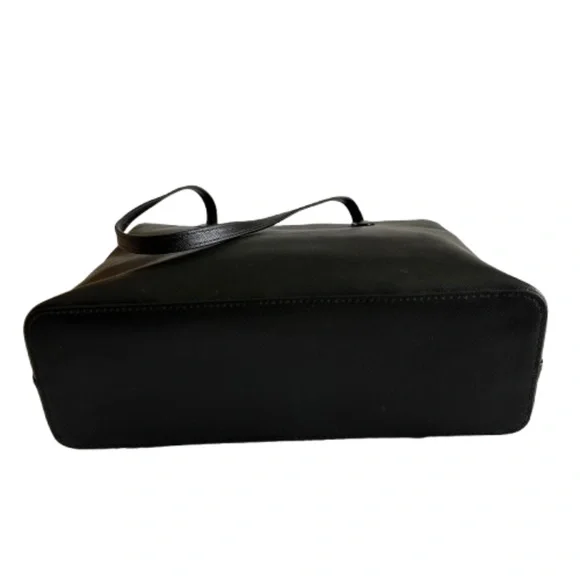 $298 Kate Spade Women's Medium Black & Gold Logo Leather Tote Bag & Bow Key Fob - Picture 8 of 16